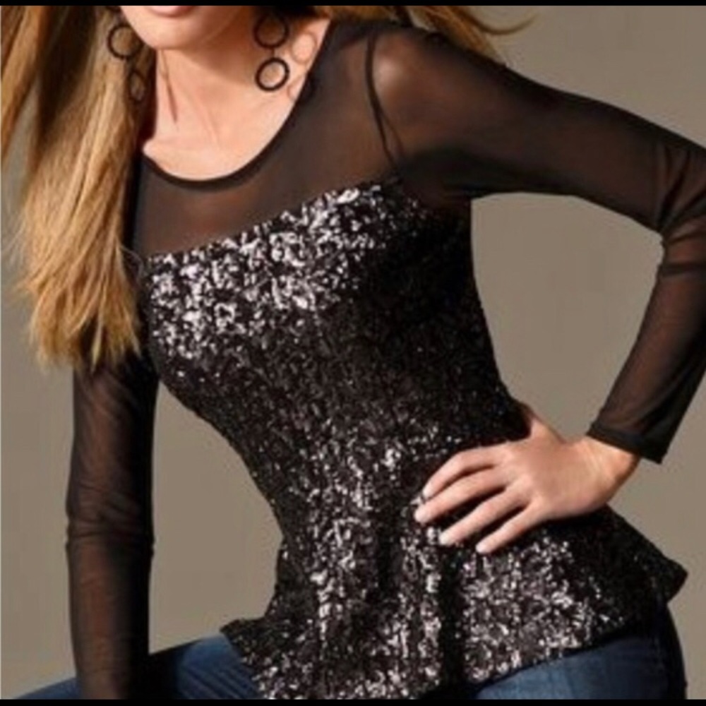 Mesh Sequin Boston Proper Blouse